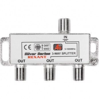 Делитель REXANT ТВ х 3 + 4шт. F box 5-1000 МГц silver