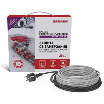Кабель REXANT EXTRA LINE 25MSR-PB 3 м/75 Вт греющий саморегулирующийся
