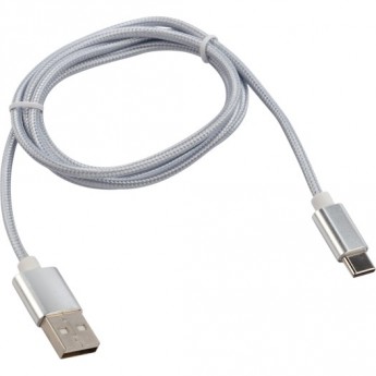 Кабель REXANT USB - Type-C 2A нейлон серебро 1 м