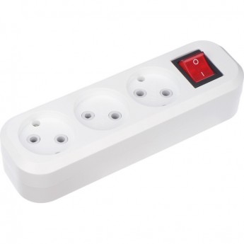 Колодка REXANT 3 гнезда с кнопкой без заземления