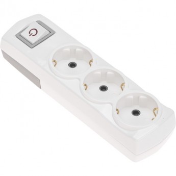 Колодка REXANT PREMIUM 3 гнезда, с/з, с выключателем, белый