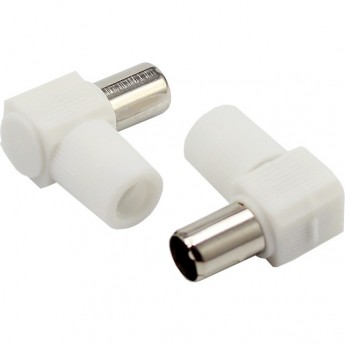 Разъем REXANT штекер TV без пайки белый угловой