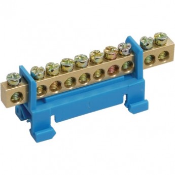 Шина REXANT с синим изолятором тип стойка на рейку 6x9 мм 10 групп