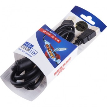 Шнур REXANT HDMI-HDMI, 1,5м, Gold с ферритами