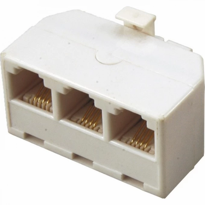 Телефонный тройник REXANT RJ-14(6P4C) штекер - 3 гнезда 03-0041 Телефонный тройник REXANT RJ-14(6P4C) штекер - 3 гнезда 03-0041