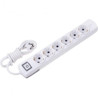 Удлинитель REXANT PREMIUM 6 гнезд, 3м, 3х1,5мм², с/з, с выключателем, белый