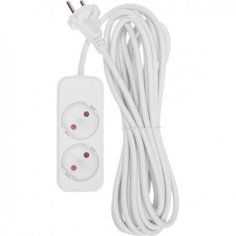 Удлинитель REXANT STANDARD 2 гнезда, 5м, 2х1,0мм², б/з, белый