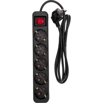 Удлинитель REXANT STANDARD 5 гнезд 1,5м 3х1,0мм² с выключателем черный