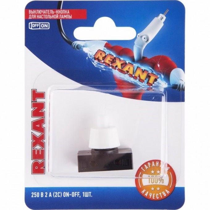 Выключатель-кнопка REXANT PBS-17A для настольной лампы, в упаковке 1шт. 06-0313-A Выключатель-кнопка REXANT PBS-17A для настольной лампы, в упаковке 1шт. 06-0313-A